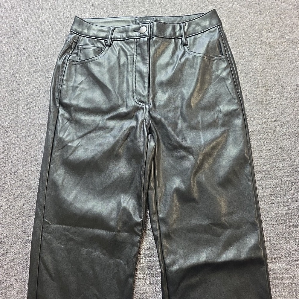 Hunter & Brown Faux Leather Leggings Womens Medium High Rise Stretch Black